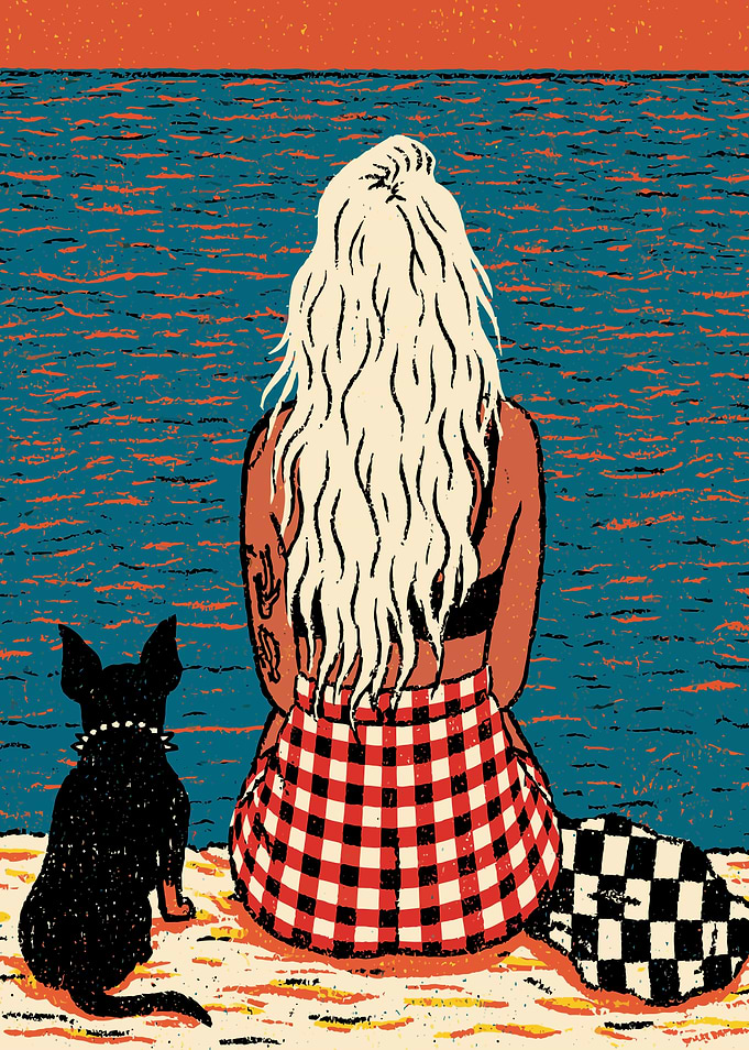 Woman and Dog at the Beach