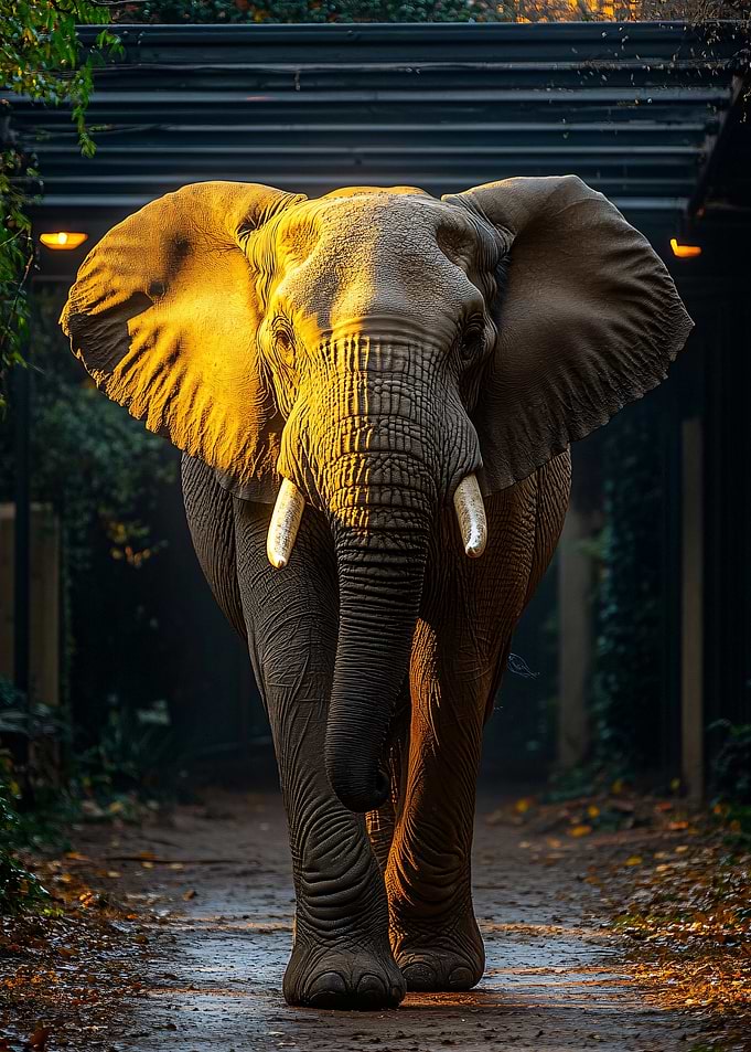 Majestic Elephant Walking Towards Camera