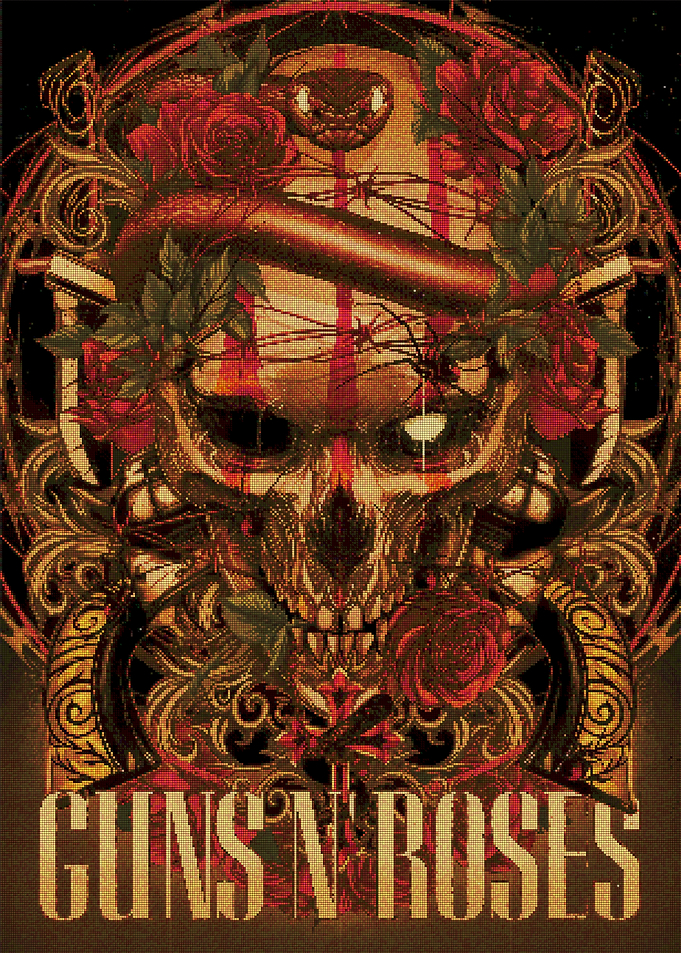 Guns N' Roses Skull and Roses Art