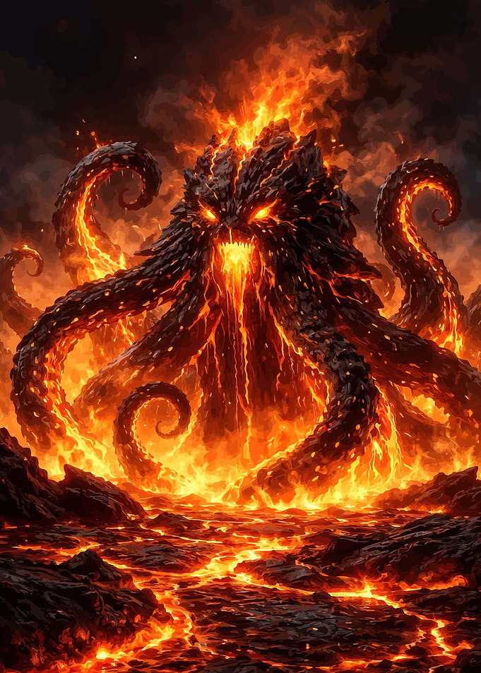 Fiery Kraken Monster