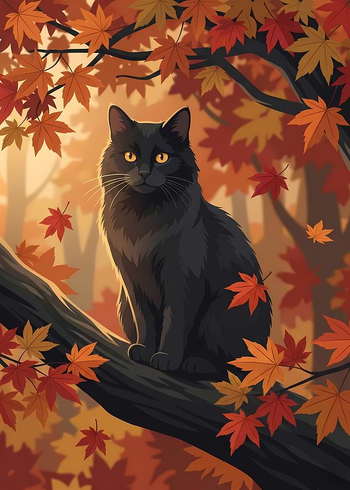 The Black Cat's Autumn Vigil