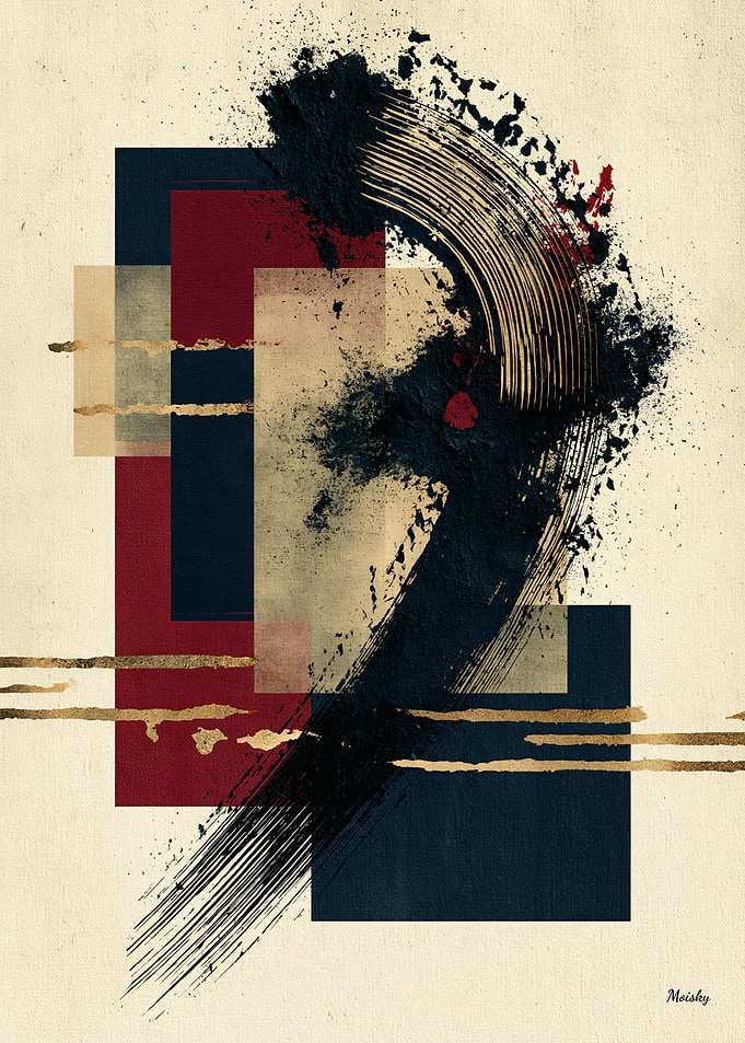 Sumi-E Zen Abstraction No. 02 – Japanese Ink Architectural Wall Art