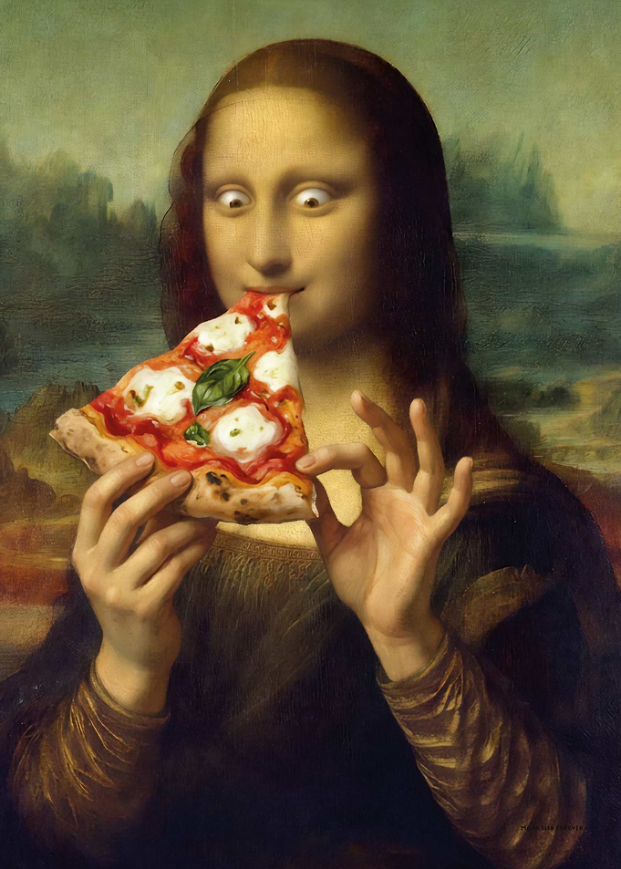 Mona Lisa Eating Pizza