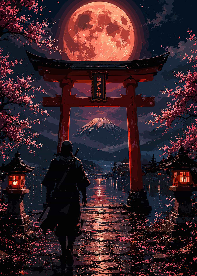 Samurai Under a Blood Moon