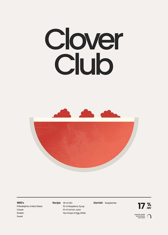 Clover Club Raspberry Cocktail Poster