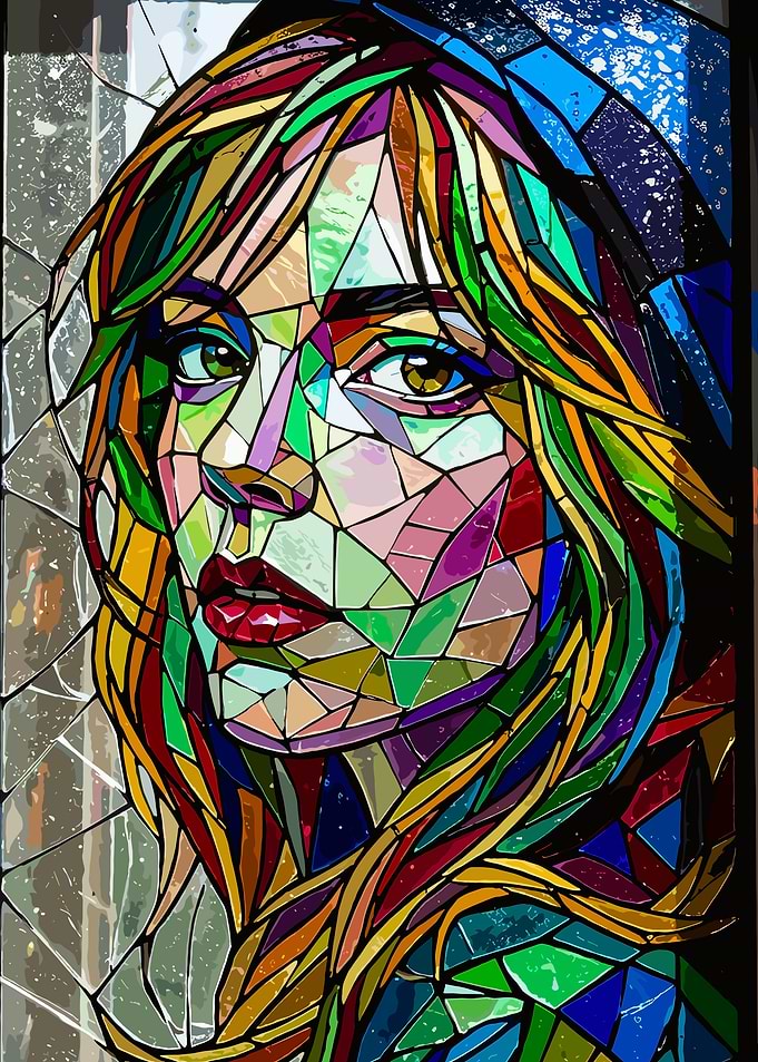 Stained Glass Portrait of a Woman