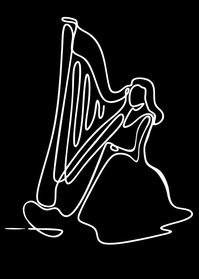 Woman Playing Harp