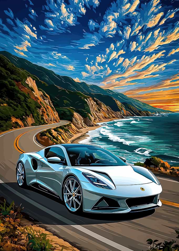 Silver Sports Car on Coastal Road