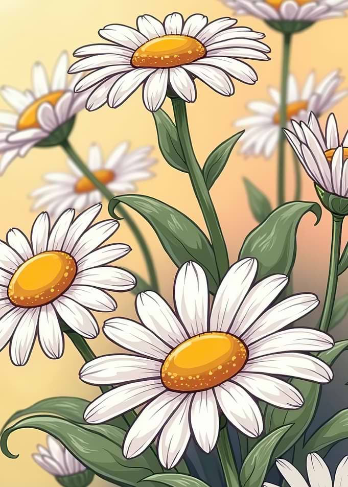Close-up of Daisies in Bloom