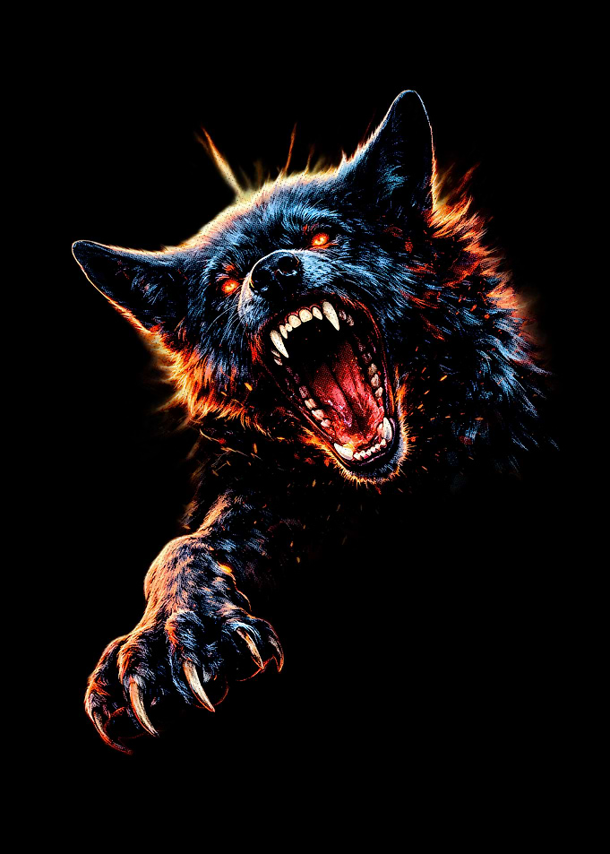 Fierce Wolf with Fiery Eyes
