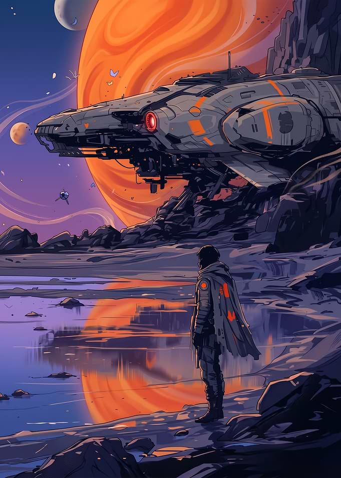 Sci-fi astronaut on alien planet