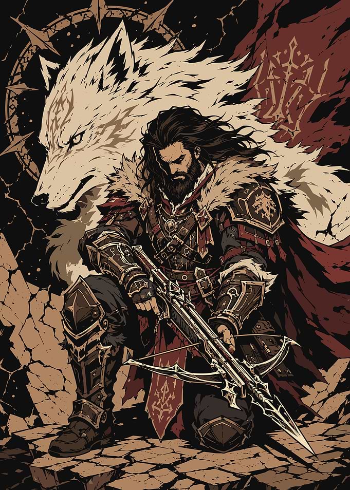 Divinity Original Sin 2 Warrior with Wolf and Crossbow