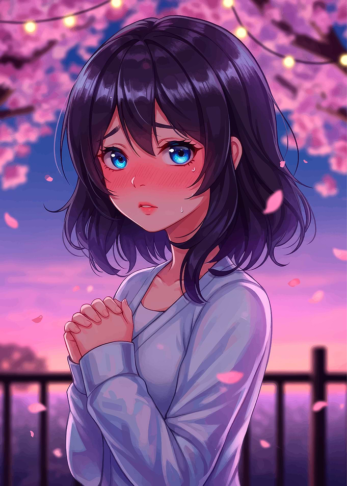 Anime Girl Under Cherry Blossoms