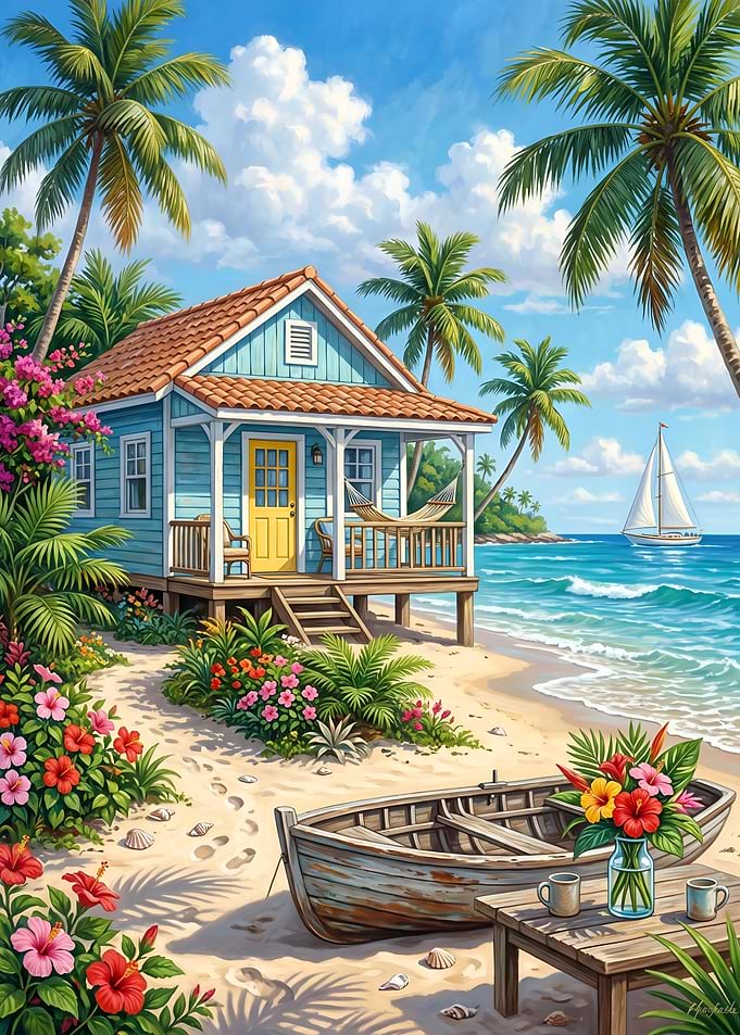 Tropical Beach Paradise with Cottage