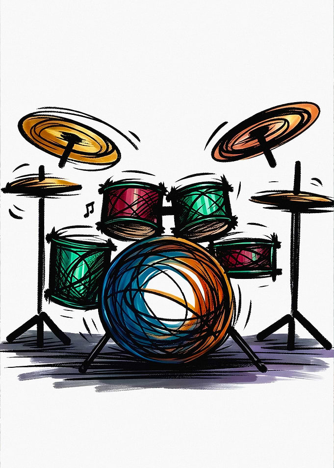 Vibrant Drum Set Illustration