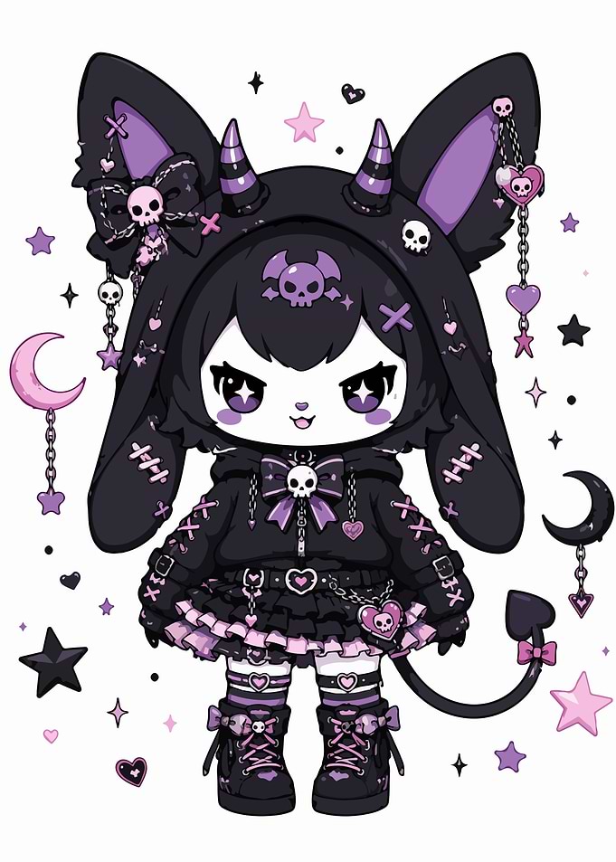Gothic Kuromi Character Illustration