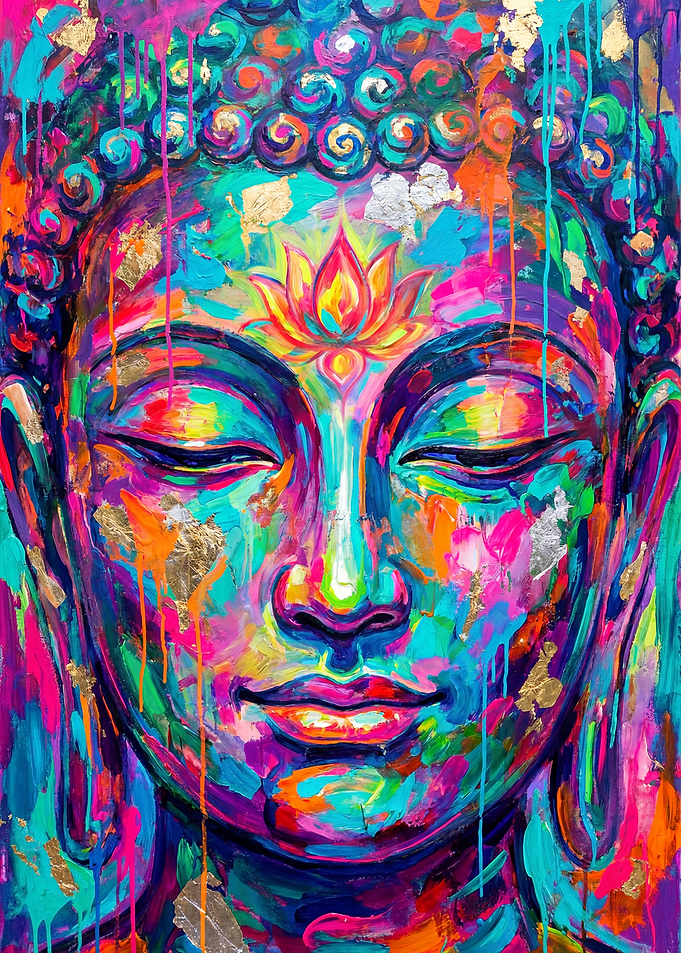 Vibrant Buddha Face Painting