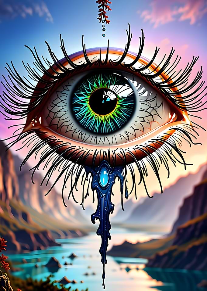 Surreal Eye Overlooking a Landscape