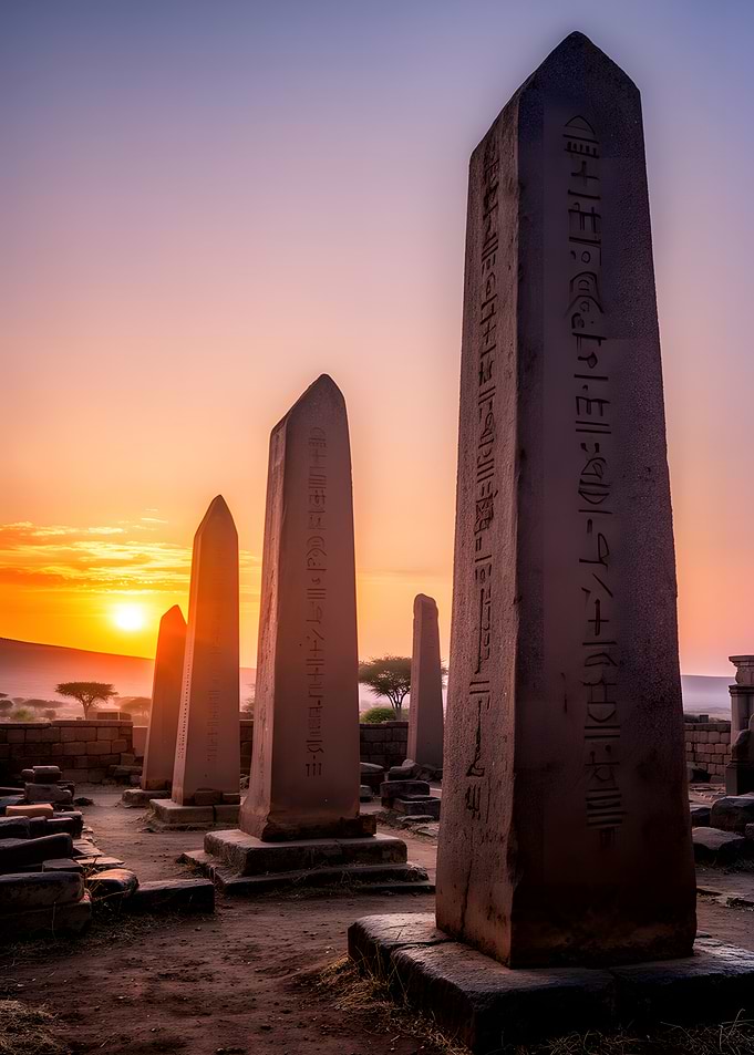 Ancient Obelisks at Sunrise