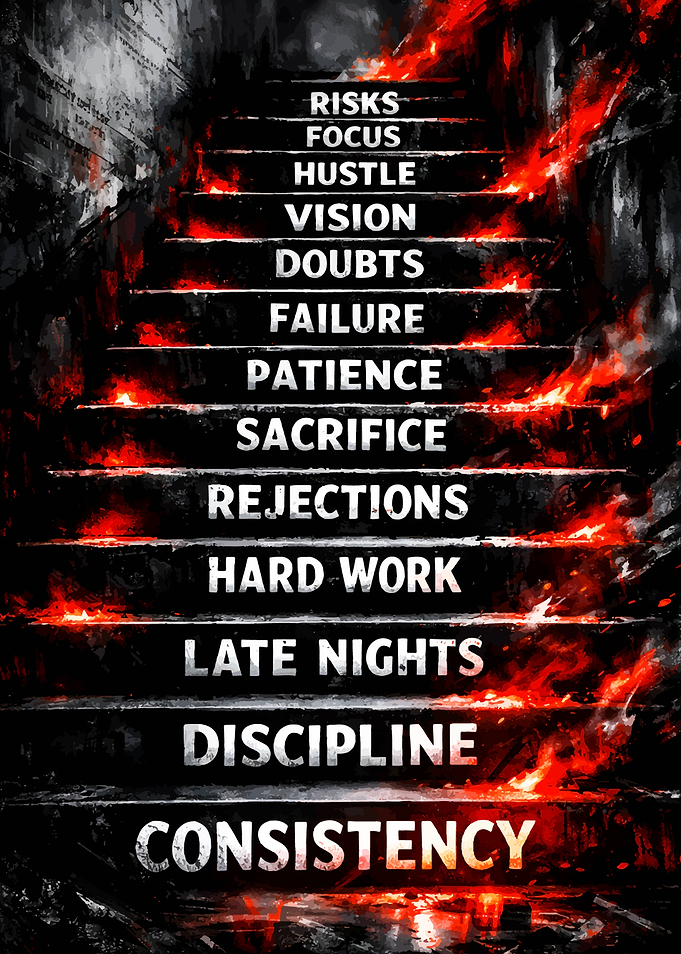Stairs of Success with Motivational Words