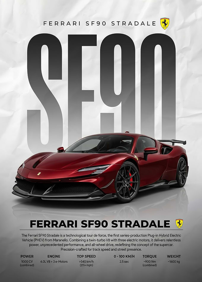 sleek striking Ferrari SF90 Stradale Poster