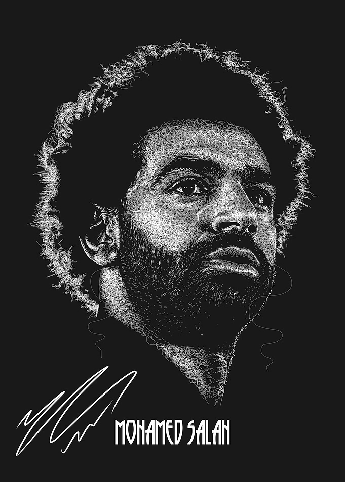 Mohamed Salah Scribble Art Style with Signature