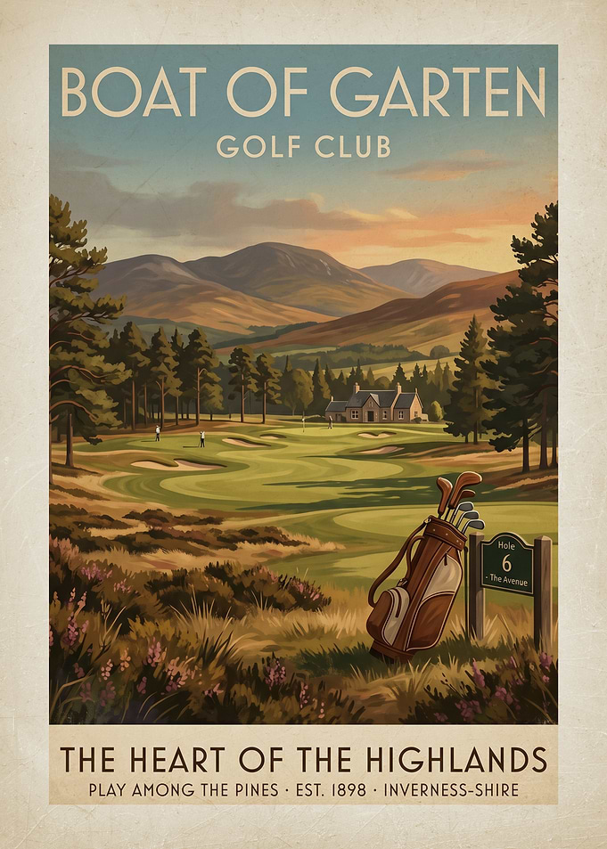 Boat of Garten Golf Club Vintage Poster