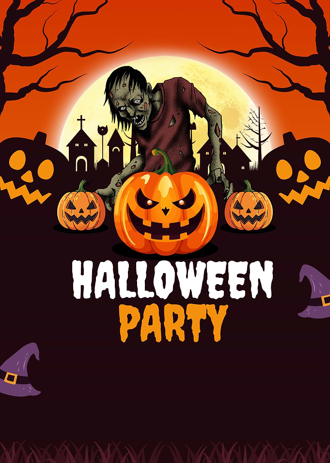 Halloween Party Zombie and Pumpkins
