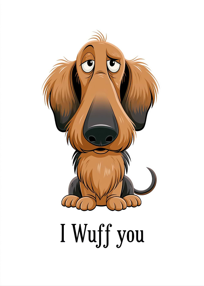 Sad Dachshund Dog 'I Wuff You'