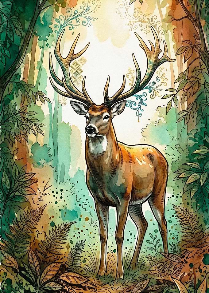 Majestic Deer in Enchanted Forest