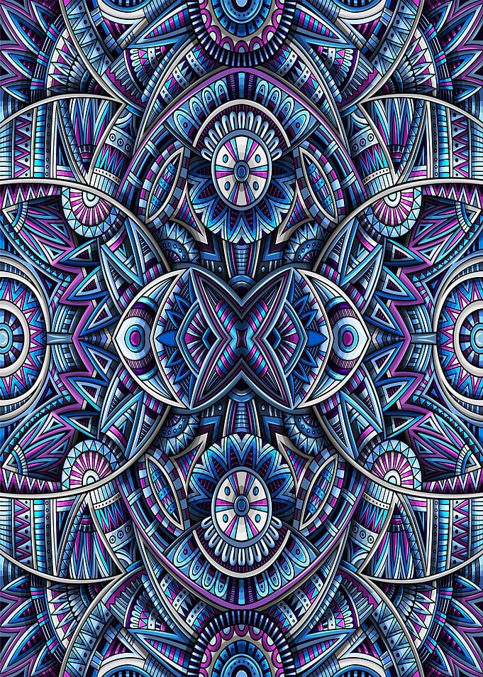 Intricate Blue And Purple Tribal Pattern