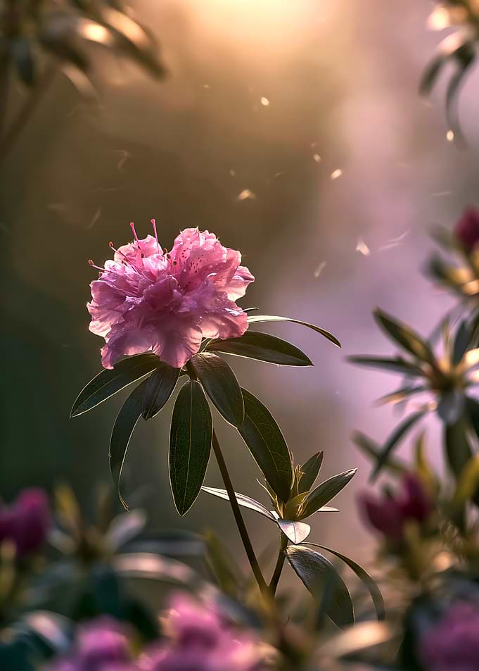 Pink Rhododendron Flower in Sunlight