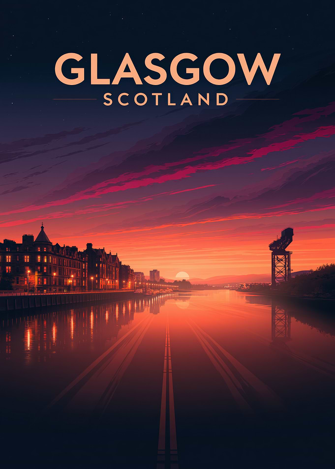 Glasgow Scotland Sunset Poster