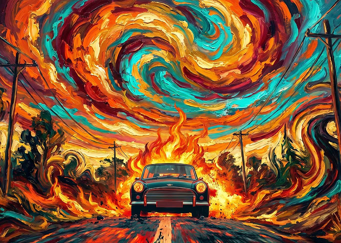 Car engulfed in flames