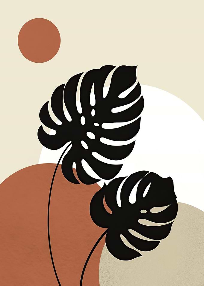 Monstera Leaves Abstract Art