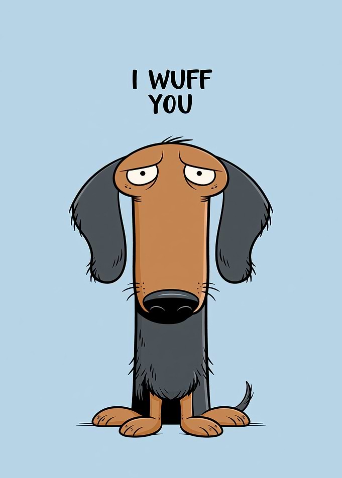 Sad Dachshund 'I Wuff You'