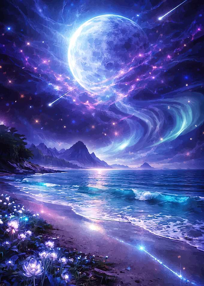Cosmic Beach at Night