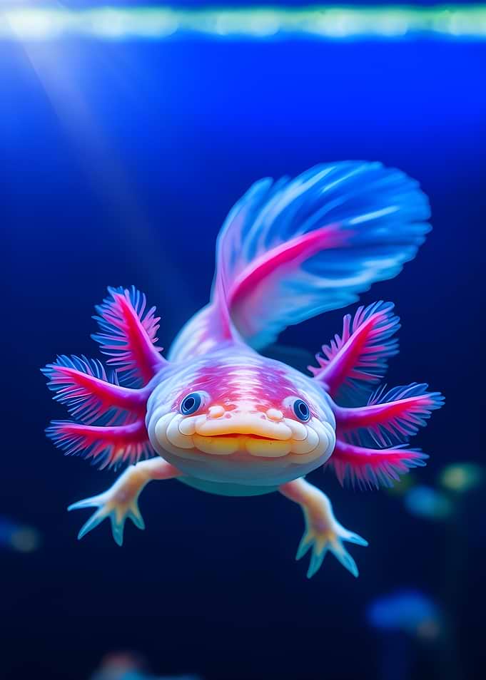 Cute Axolotl Underwater
