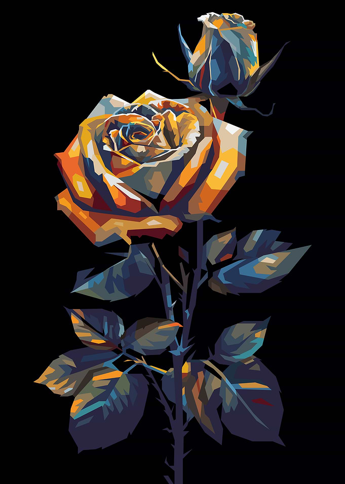 Rose flower illustration in colorful style