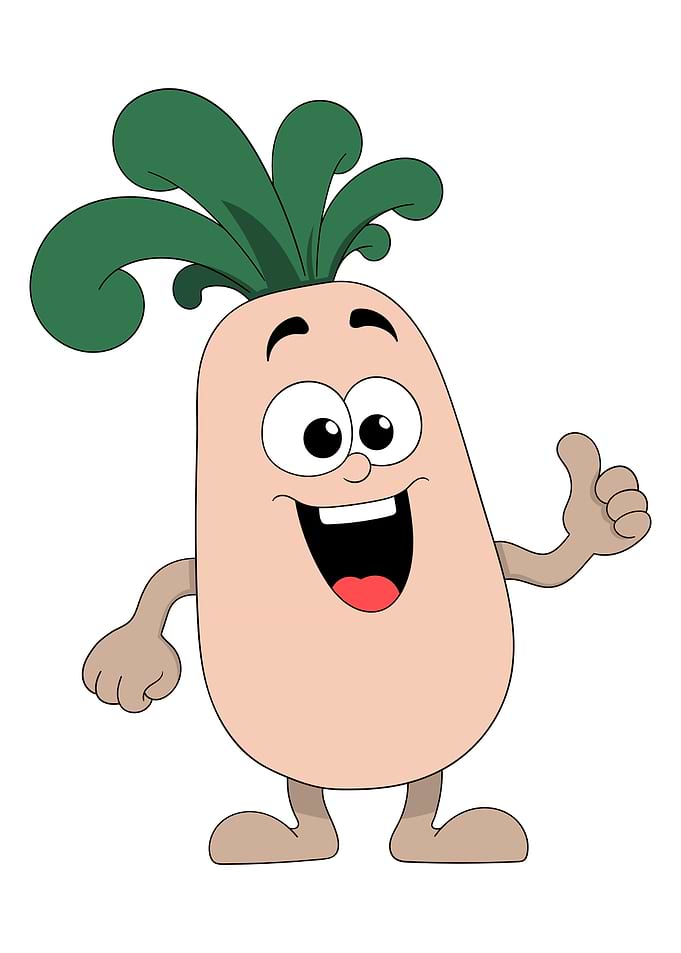 Happy Cartoon Radish Giving Thumbs Up
