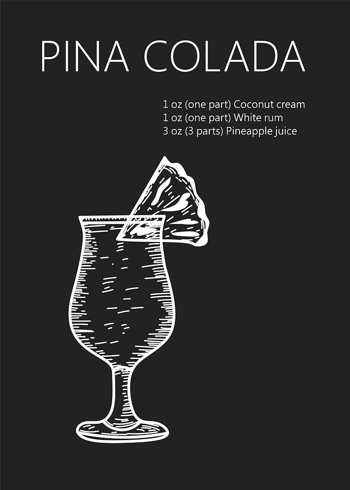 Pina Colada Cocktail Recipe Poster