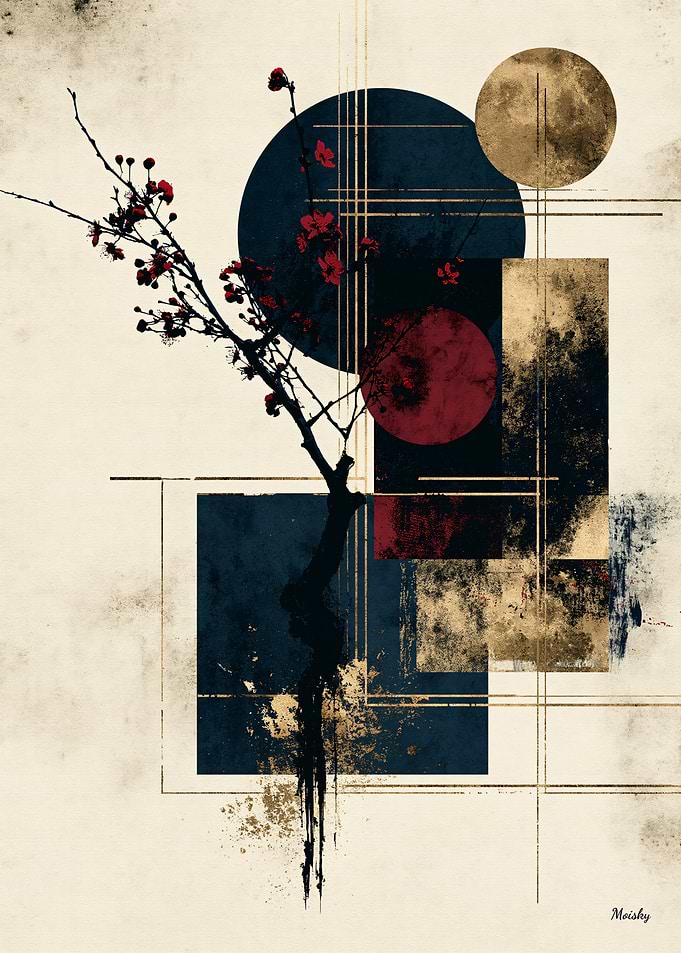 Sumi-E Sakura Zen No. 03 – Japanese Cherry Blossom Ink Wall Art