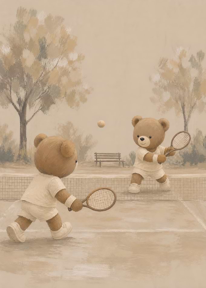 Teddy Bears Playing Tennis