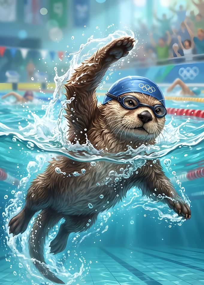 Otter Swimmer in Olympic Pool