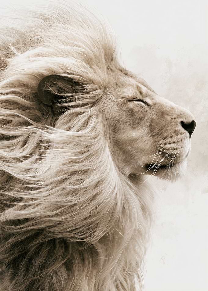 Majestic Lion with Flowing Mane