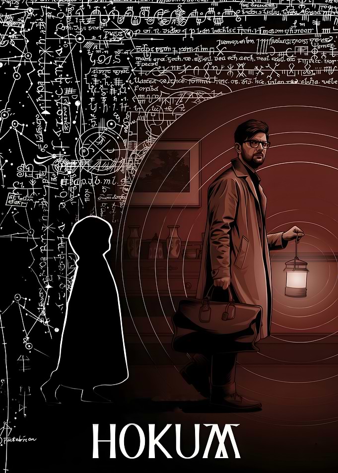 Mysterious Figure and Man with Lantern