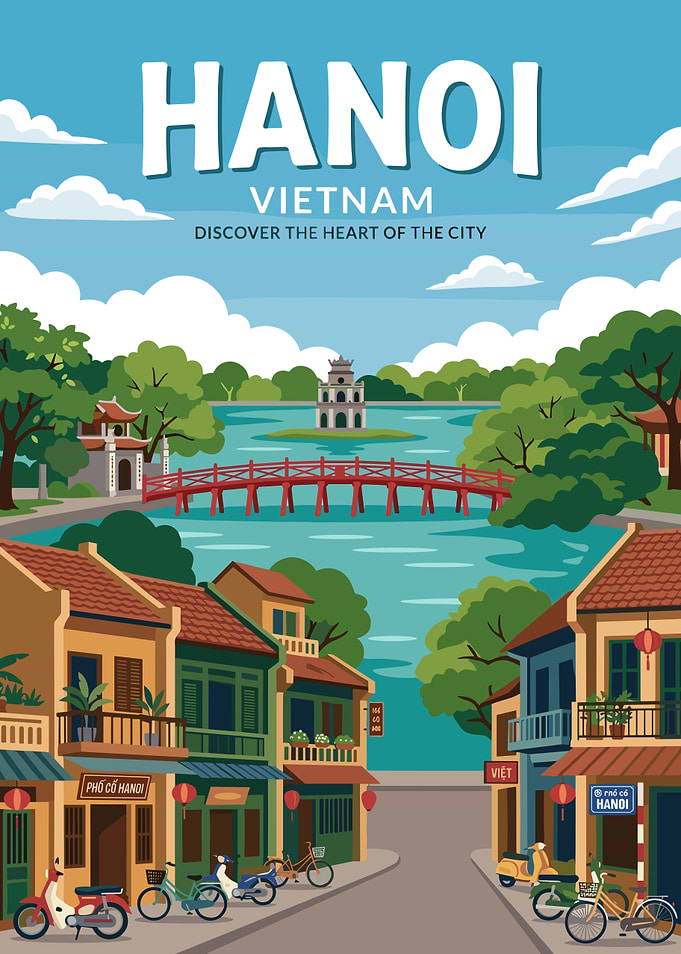 Hanoi Vietnam Cityscape Illustration
