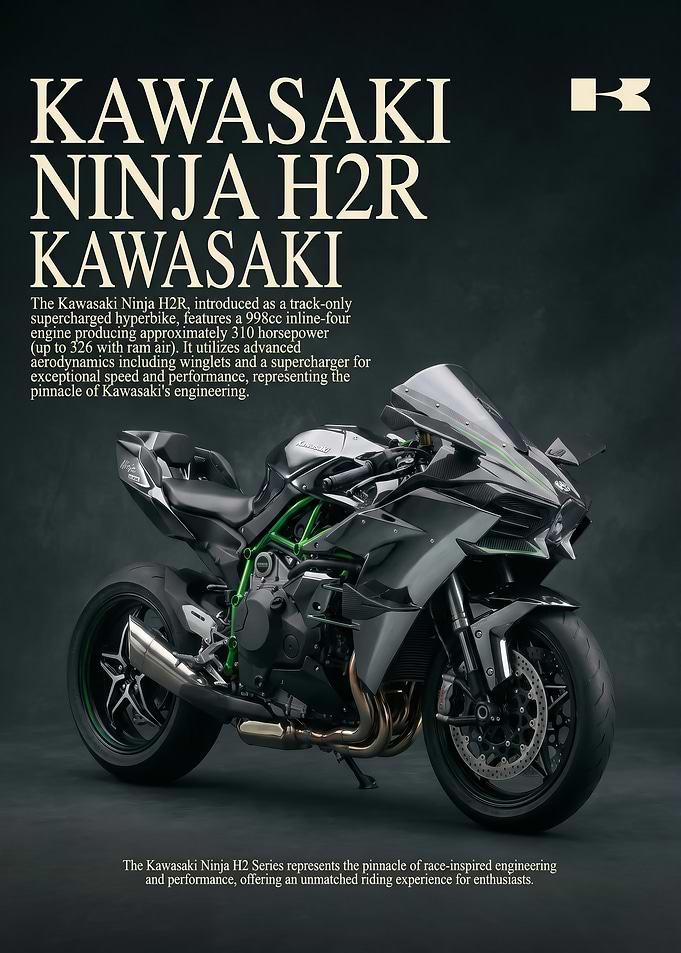 sleek Kawasaki Ninja H2R Motorcycle poster