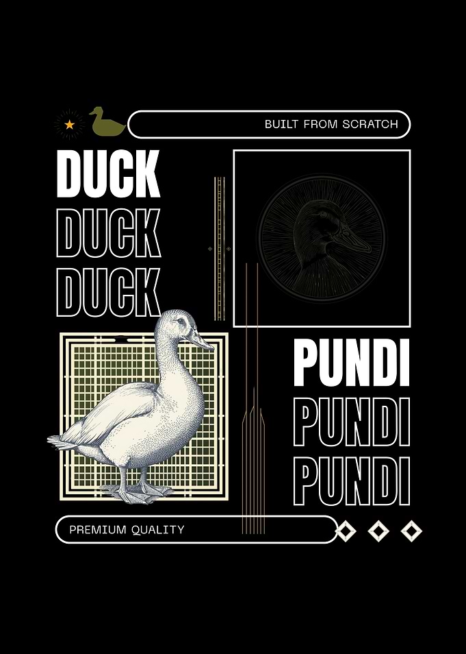 Animale Duck Pundi Text Art