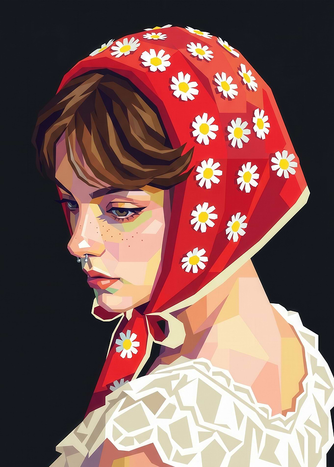 Woman in Daisy Scarf